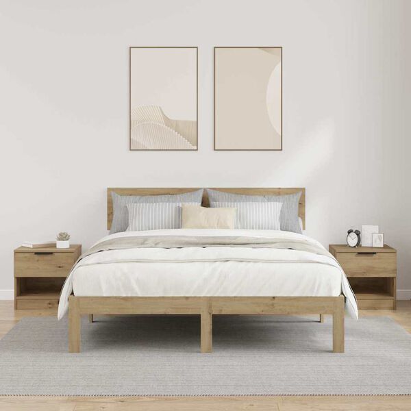 vidaXL Sengeskab 2 pcs Artisan Egetr&aelig; 40 x 39 x 40 cm Konstrueret tr&aelig;