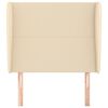vidaXL sengegavl med kanter 103x23x118/128 cm stof cremefarvet