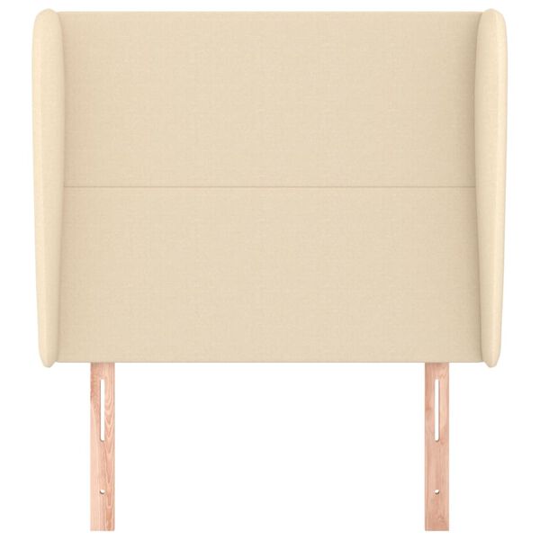 vidaXL sengegavl med kanter 103x23x118/128 cm stof cremefarvet