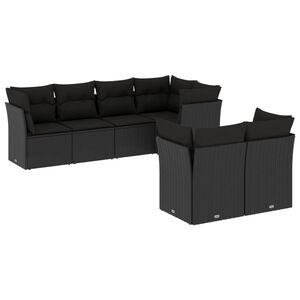 vidaXL sofas&aelig;t til haven 7 dele med hynder polyrattan sort