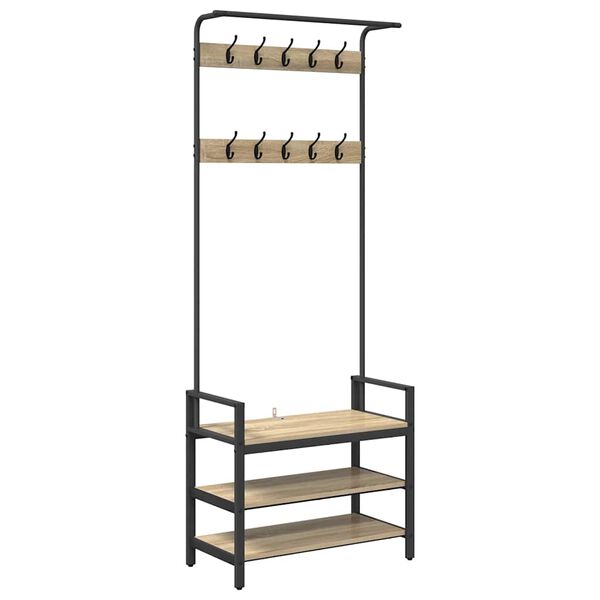 vidaXL Jakkeholder Sonoma eg 75 x 34 x 184 cm Konstrueret tr&aelig;