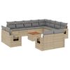 vidaXL spisebordss&aelig;t til haven 13 dele med hynder polyrattan beige