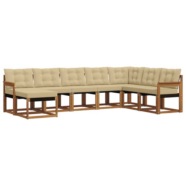 vidaXL Udend&oslash;rs sofagruppe med pude 8 pcs Naturlig og Beige