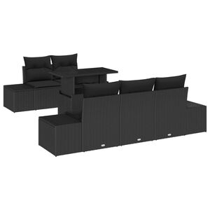 vidaXL Havesofa S&aelig;t 6 pcs Sort polyrattan & Pulverlakeret st&aring;l