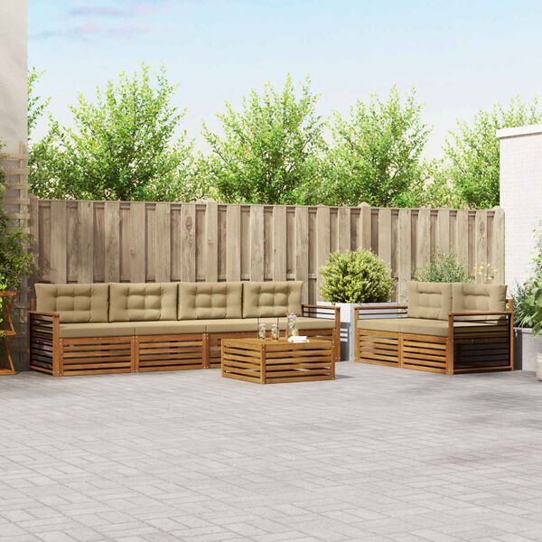 vidaXL Udend&oslash;rs sofagruppe med pude 7 pcs Naturlig og Beige