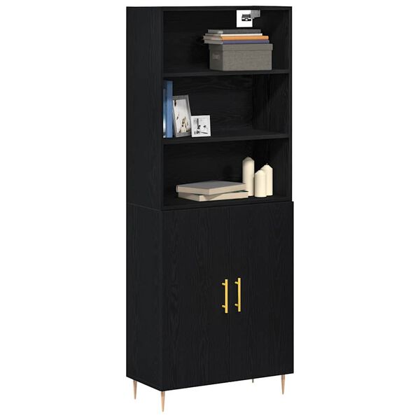 vidaXL Highboard Sort eg 69,5 x 34 x 180 cm Konstrueret tr&aelig;
