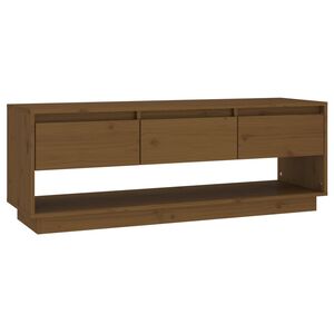 vidaXL tv-bord 110,5x34x40 cm massivt fyrretr&aelig; gyldenbrun