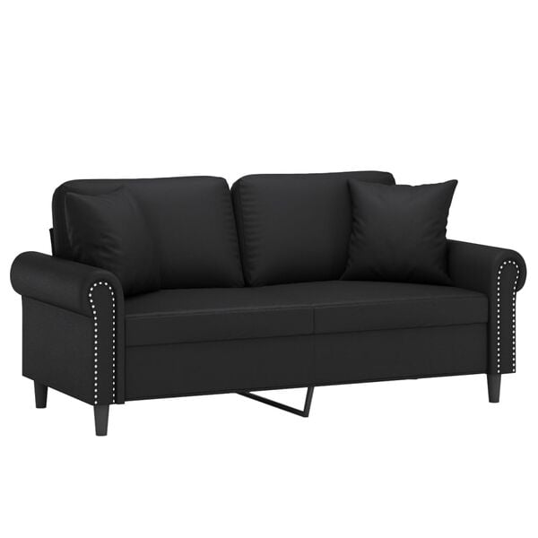 vidaXL 2-personers sofa med pyntepuder 140 cm kunstl&aelig;der sort
