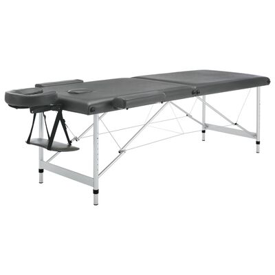 vidaXL massagebord med 2 zoner aluminiumsstel 186x68 cm antracitgrå