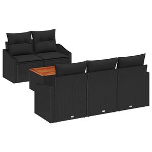 vidaXL Havesofa S&aelig;t med opbevaring 6 pcs Sort polyrattan
