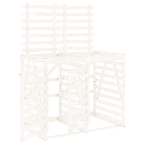 vidaXL dobbelt skraldespandsskjuler massivt fyrretr&aelig; hvid