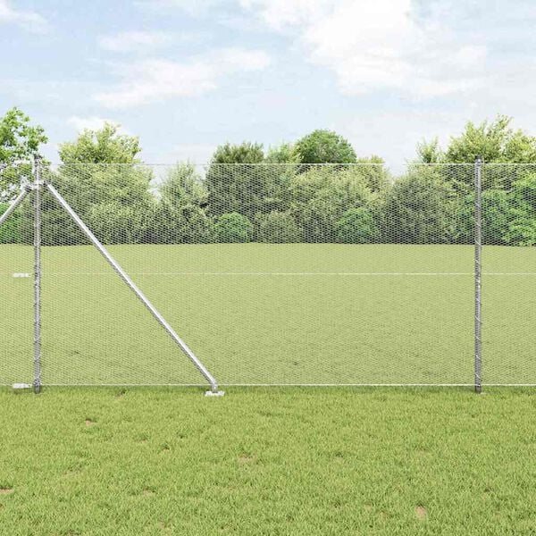 vidaXL Hegnspæl Sølv 25 x 1,2 m (13 mm net) Stål