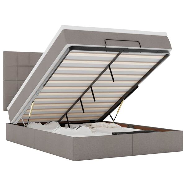 vidaXL osmannisk sengeramme med madras 140x190 cm stof gr&aring;brun