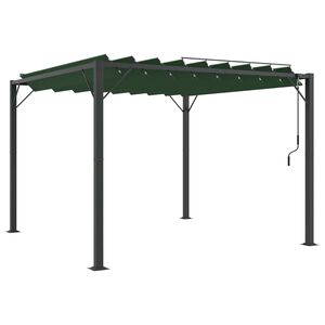 vidaXL Pergola med louvret tag 3 x 3 x 2,14 m Gr&oslash;n Stof og aluminium