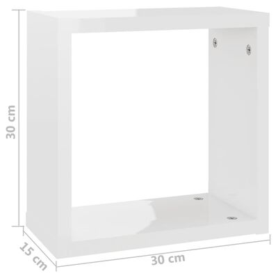 vidaXL væghylder 6 stk. 30x15x30 cm kubeformet hvid højglans