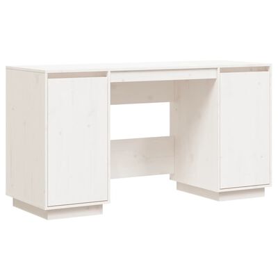 vidaXL skrivebord 140x50x75 cm massivt fyrretræ hvid