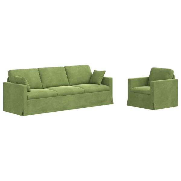 vidaXL Sofa S&aelig;t 2 pcs Lys gr&oslash;n 228 x 78 x 80 cm Fl&oslash;jl
