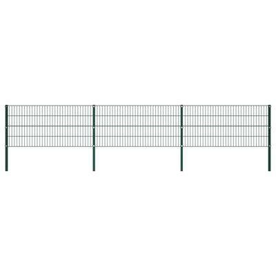 vidaXL hegnspanel med stolper 5,1 x 0,8 m jern grøn