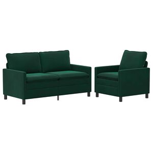 vidaXL Sofa S&aelig;t 2 pcs M&oslash;rkegr&oslash;n Fl&oslash;jl