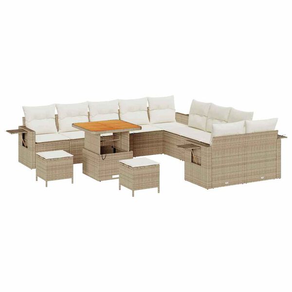 vidaXL Havesofa Sæt 13 pcs Beige polyrattan