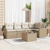 vidaXL Havesofa S&aelig;t med pude 6 pcs Beige Poly rattan