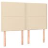 vidaXL sengegavl med LED-lys 144x5x118/128 cm stof cremefarvet