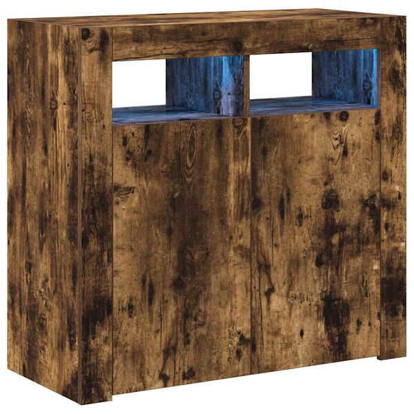 vidaXL sk&aelig;nk med LED-lys 80x35x75 cm r&oslash;get eg