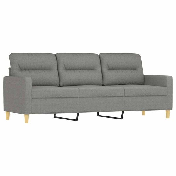 vidaXL 3-personers sofa med fodskammel 180 cm stof M&oslash;rkegr&aring;