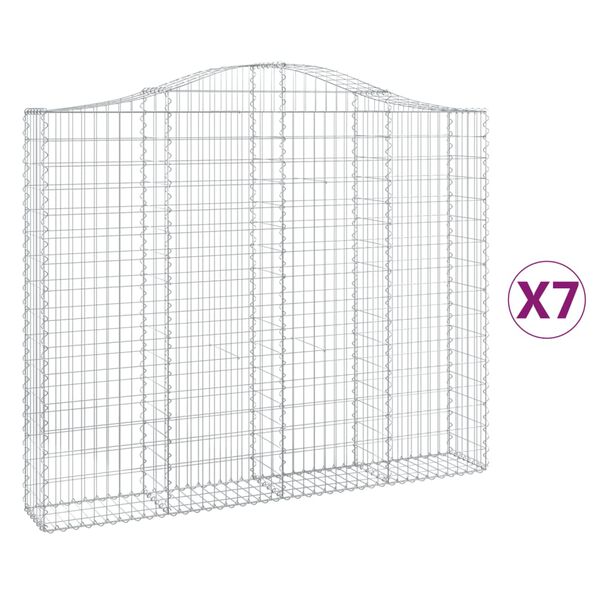 vidaXL buede gabionkurve 7 stk. 200x30x160/180 cm galvaniseret jern