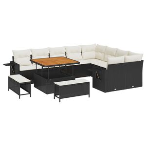 vidaXL Havesofa S&aelig;t 12 pcs Sort polyrattan