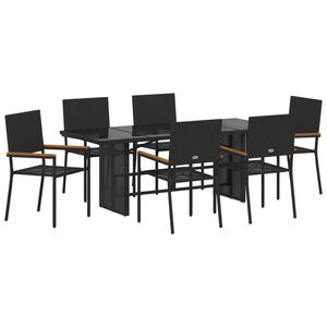 vidaXL Have Spisebordss&aelig;t 7 pcs Sort polyrattan