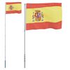 vidaXL Spanien flag og flagstang 5,5 m aluminium