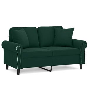 vidaXL 2-personers sofa med pyntepuder 120 cm velour m&oslash;rkegr&oslash;n