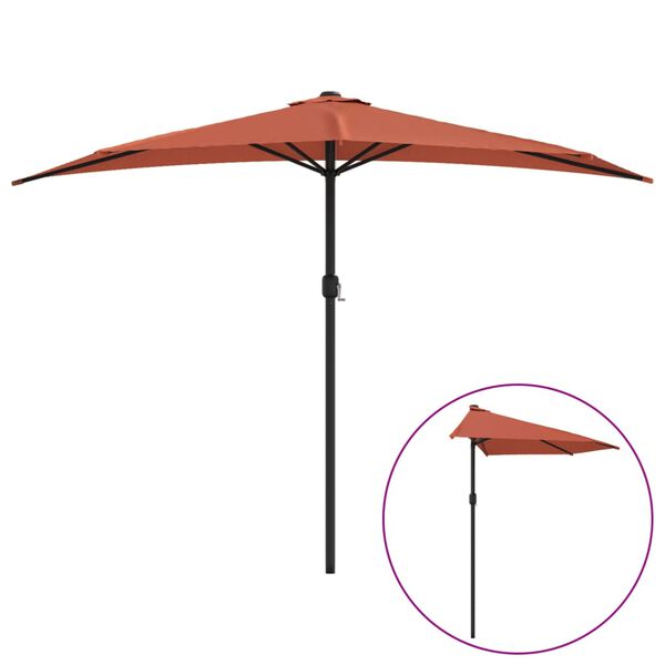 vidaXL altanparasol med aluminiumsstang 300x155x223 cm halv terrakotta