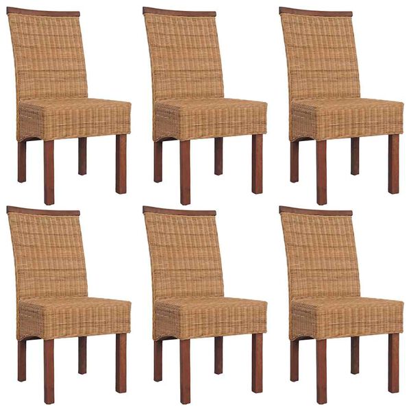 vidaXL spisebordsstole 6 stk. naturligt rattan brun