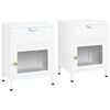vidaXL natborde 2 stk. 40x30x54,5 cm st&aring;l og glas hvid