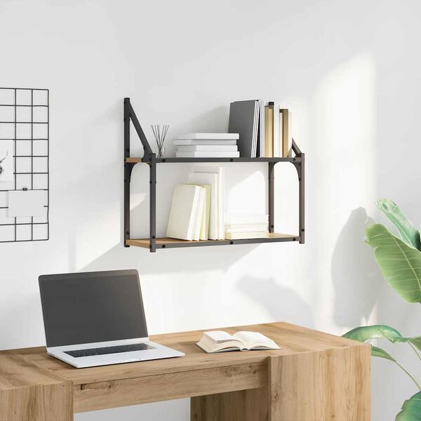 vidaXL Væghylde med hylde artisan eg 60 x 21 x 51 cm Konstrueret træ