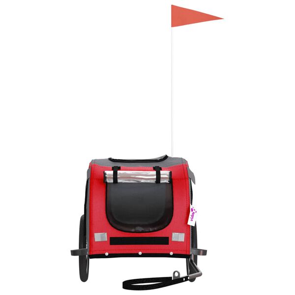 vidaXL cykeltrailer til k&aelig;ledyr oxfordstof og jern r&oslash;d og gr&aring;