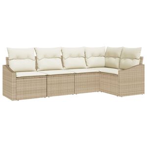 vidaXL Sofa S&aelig;t med pude 5 pcs Beige og creme polyrattan