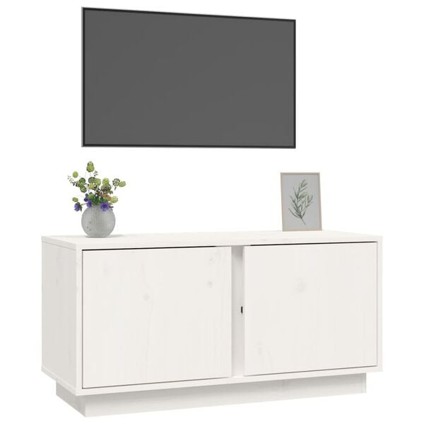 vidaXL tv-bord 80x35x40,5 cm massivt fyrretræ hvid