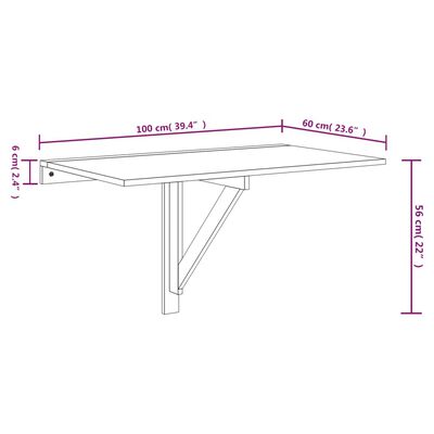 vidaXL væghængt klapbord 100x60x56 cm konstrueret træ hvid højglans