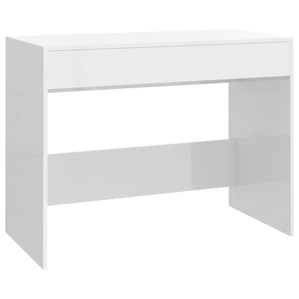 vidaXL skrivebord 101x50x76,5 cm sp&aring;nplade hvid h&oslash;jglans