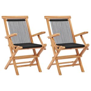 vidaXL Klapstole 2 stk. massivt teaktr&aelig; og reb