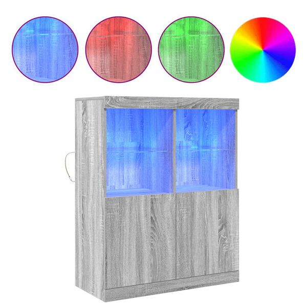 vidaXL sk&aelig;nk 81x37x100 cm konstrueret tr&aelig; gr&aring; sonoma-eg