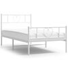 vidaXL sengeramme med sengegavl og fodg&aelig;rde 90x200 cm metal hvid
