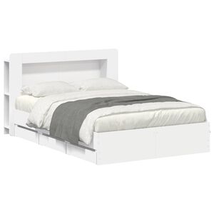 vidaXL Sengestel med opbevaring og hovedg&aelig;rde Hvid 150 x 200 cm