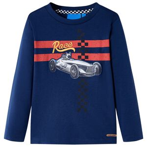 vidaXL Lang&aelig;rmet T-shirt til b&oslash;rn str. 104 marinebl&aring;
