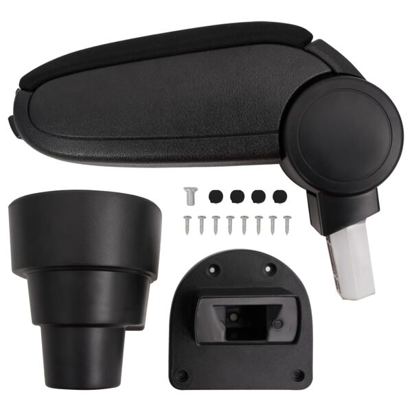 vidaXL armlæn til bil 15,5x32x(41-54) cm ABS sort