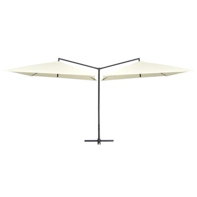 vidaXL dobbelt parasol med stålstang 250x250 cm sandfarvet