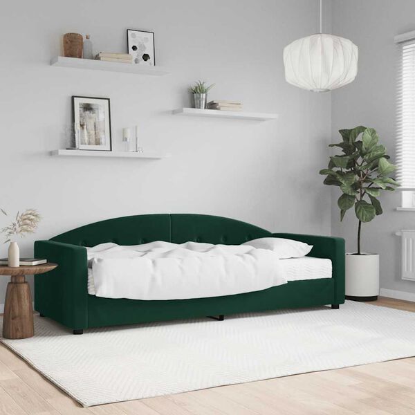 vidaXL daybed med madras 80x200 cm velour m&oslash;rkegr&oslash;n